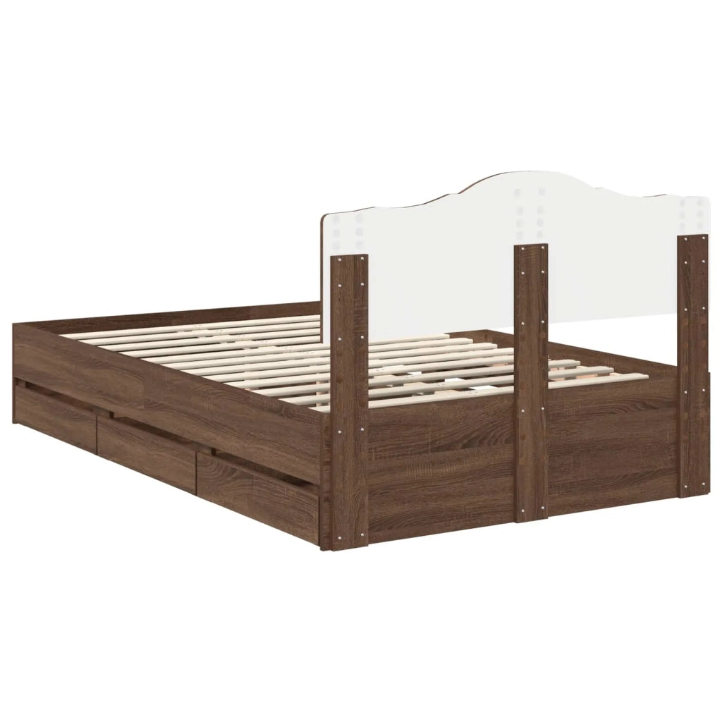 Struttura del letto con cassetto Rovere Marrone 135 x 190 cm