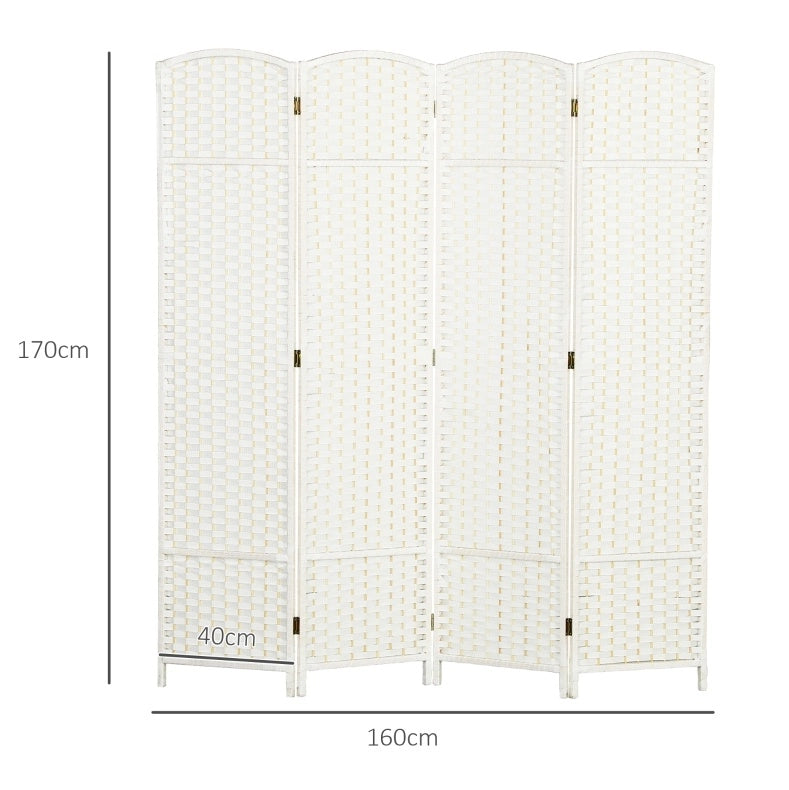 Paravento pieghevole bianco in legno e polipropilene 160x170 cm