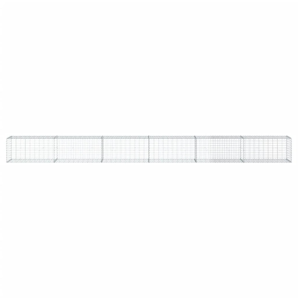 Gabbione recinto a gabbia muro di contenimento con coperchio 600 x 50 x 50 cm ferro zincato argento 02_0040186