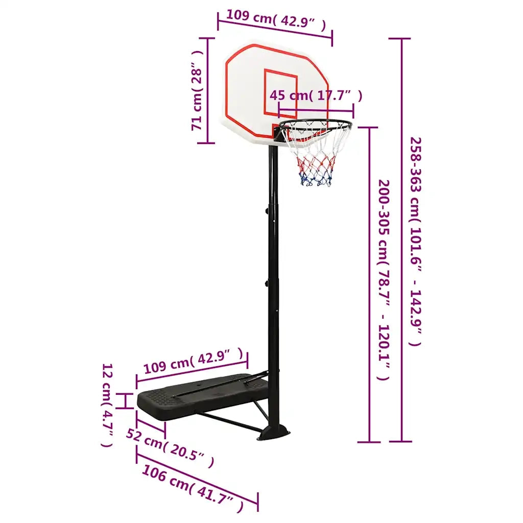Supporto per Pallacanestro Bianco 258-363 cm Polietilene CFW3232889