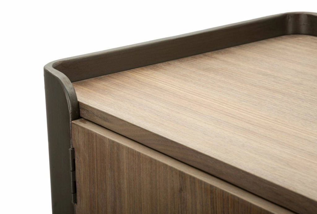 Mobile porta TV Quilt, Credenza da soggiorno, Armadio basso per TV, Base parete attrezzata, 100x42 h110 cm, Grigio e Marrone