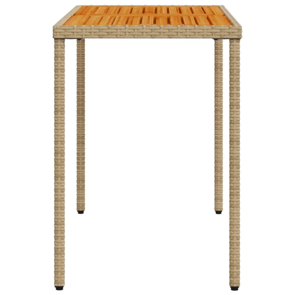 Tavolo Giardino | Tavolino da esterno Piano Legno Acacia Beige 115x54x74cm Polyrattan