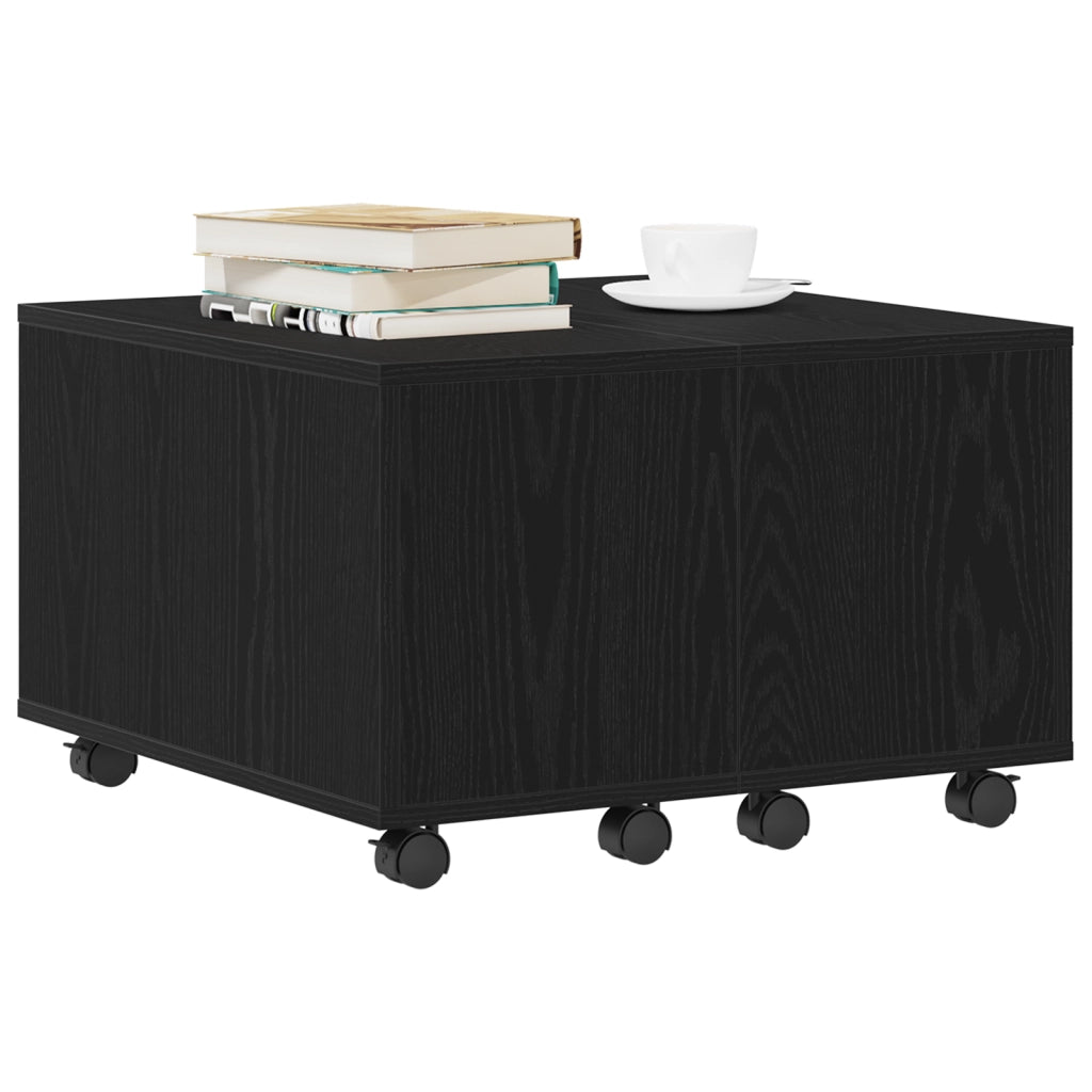 Tavolino  Nero Rovere 60x60x38 cm in legno ingegnerizzato