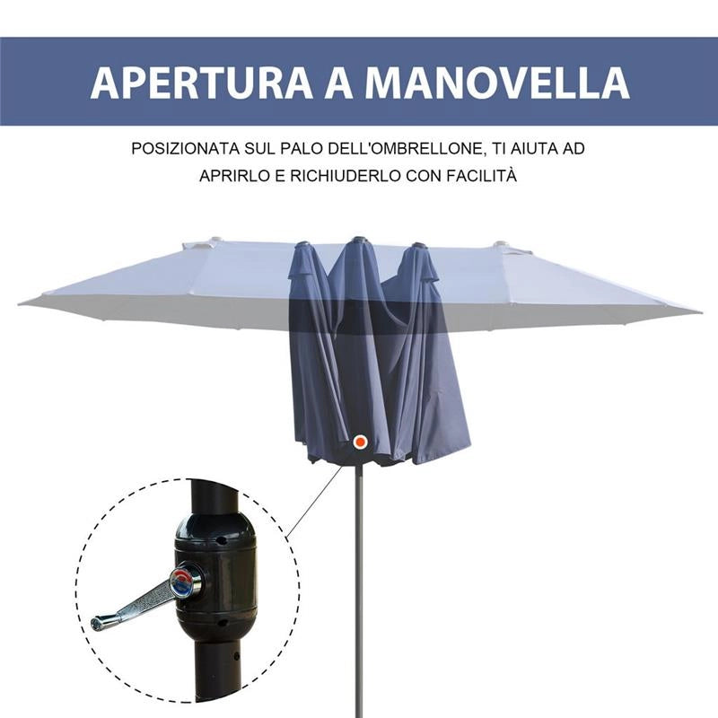OMBRELLONE DOPPIO TETTUCCIO DA ESTERNO 460 X 270 X 240 BLU