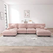 Divano angolare modulare - Xylo - Configurazione U, 4 posti Cloud con pouf removibile, rosa