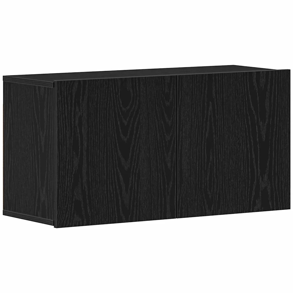 Mobile TV Rovere Nero 80x30x41 cm in Legno Massello 862196