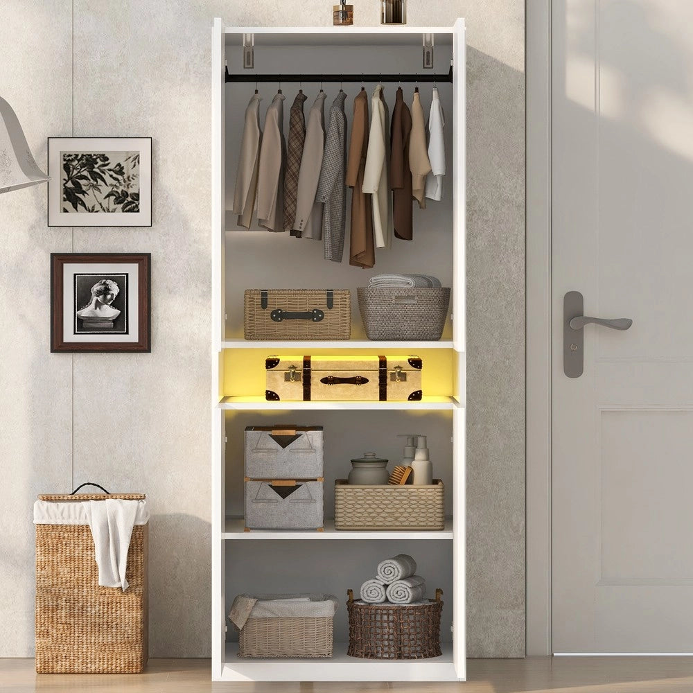 Armadio singolo con appendiabiti e ripiani ¨C Minimal ¨C Bianco, legno, 70x55x180 cm