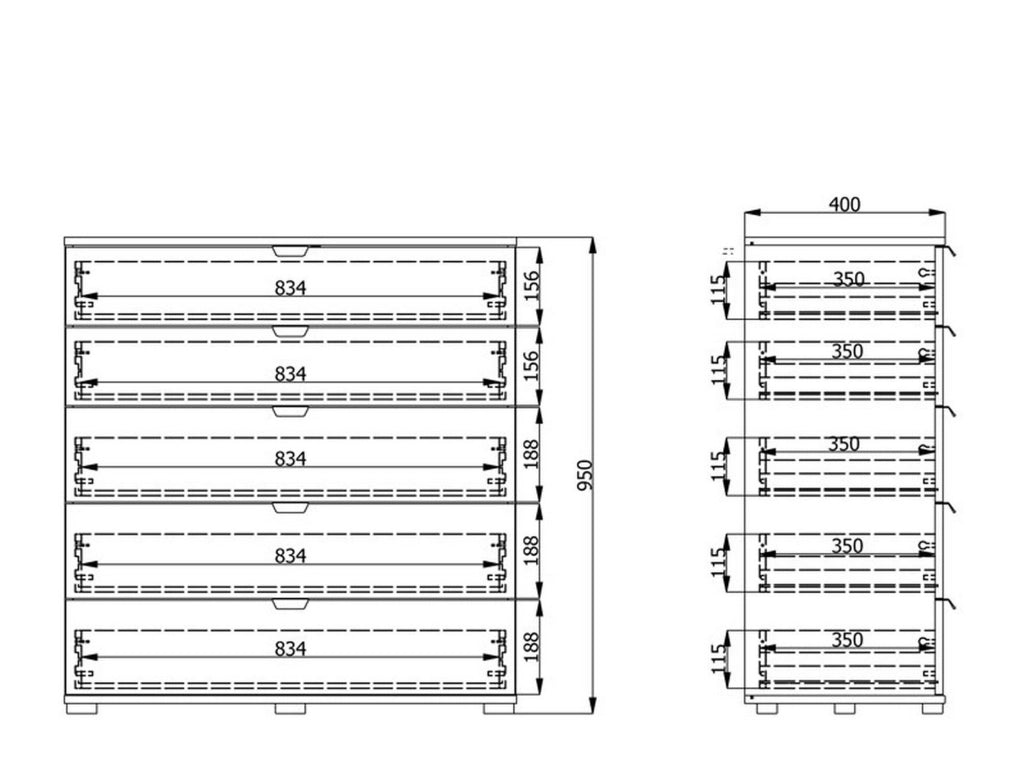 Mainarda, Cassettiera 5 Cassetti, 90x40x95h cm Marrone Rovere Nodi