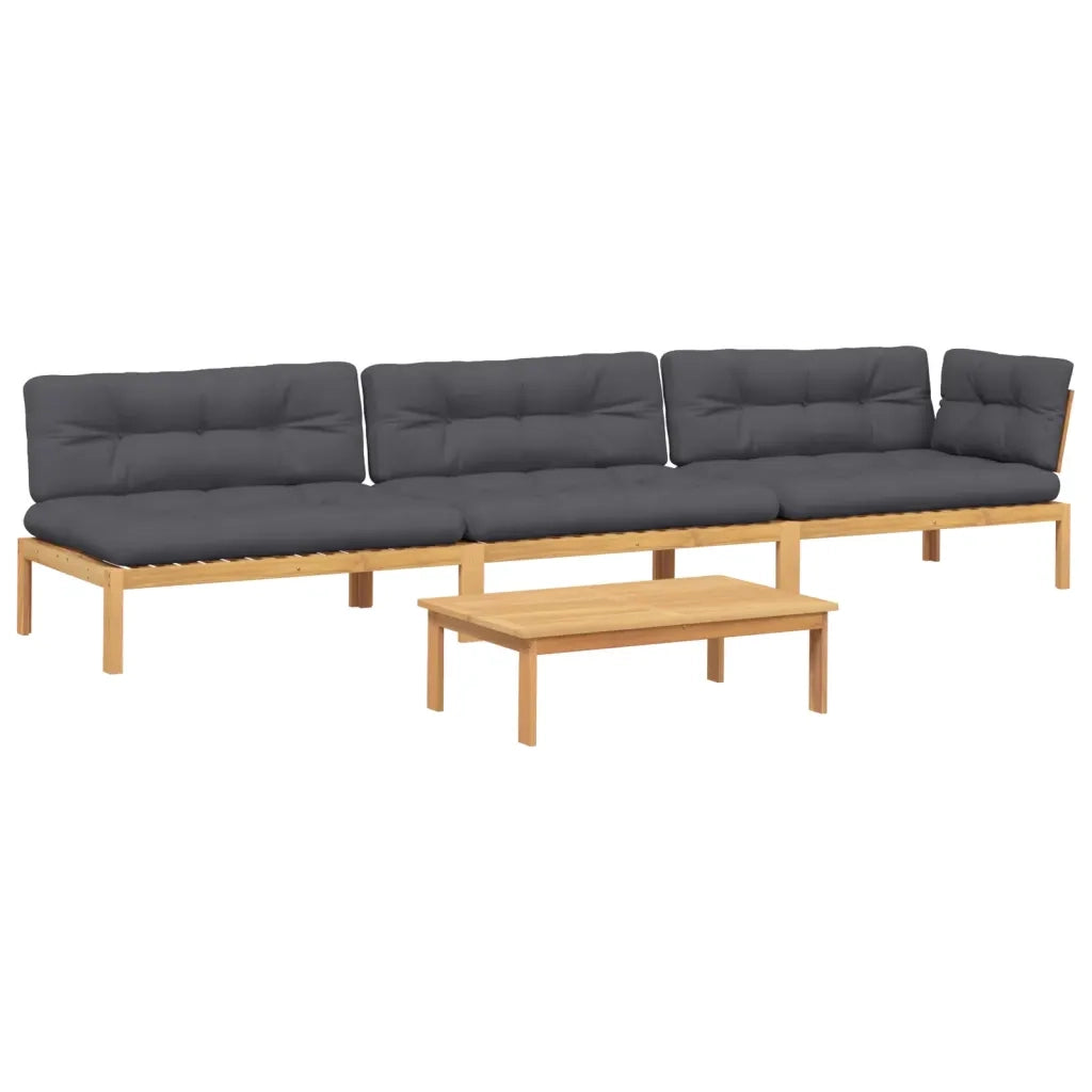 vidaXL Set Divani Pallet Giardino 4pz Cuscini Legno Massello Acacia