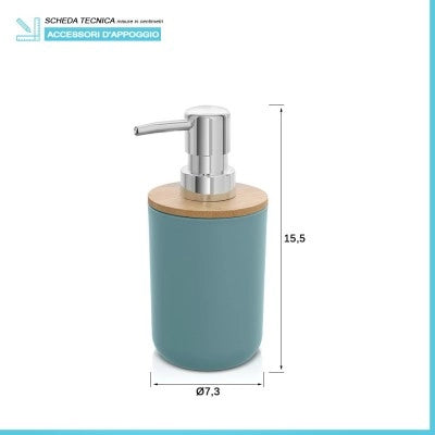 Dispenser sapone da appoggio acquamarina in abs e bambù Surf