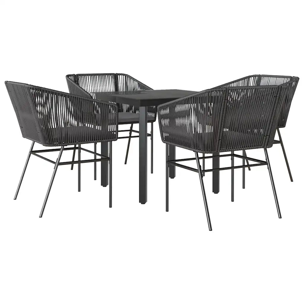 Set da Pranzo da Giardino con Cuscini 5 pz Polyrattan Vetro