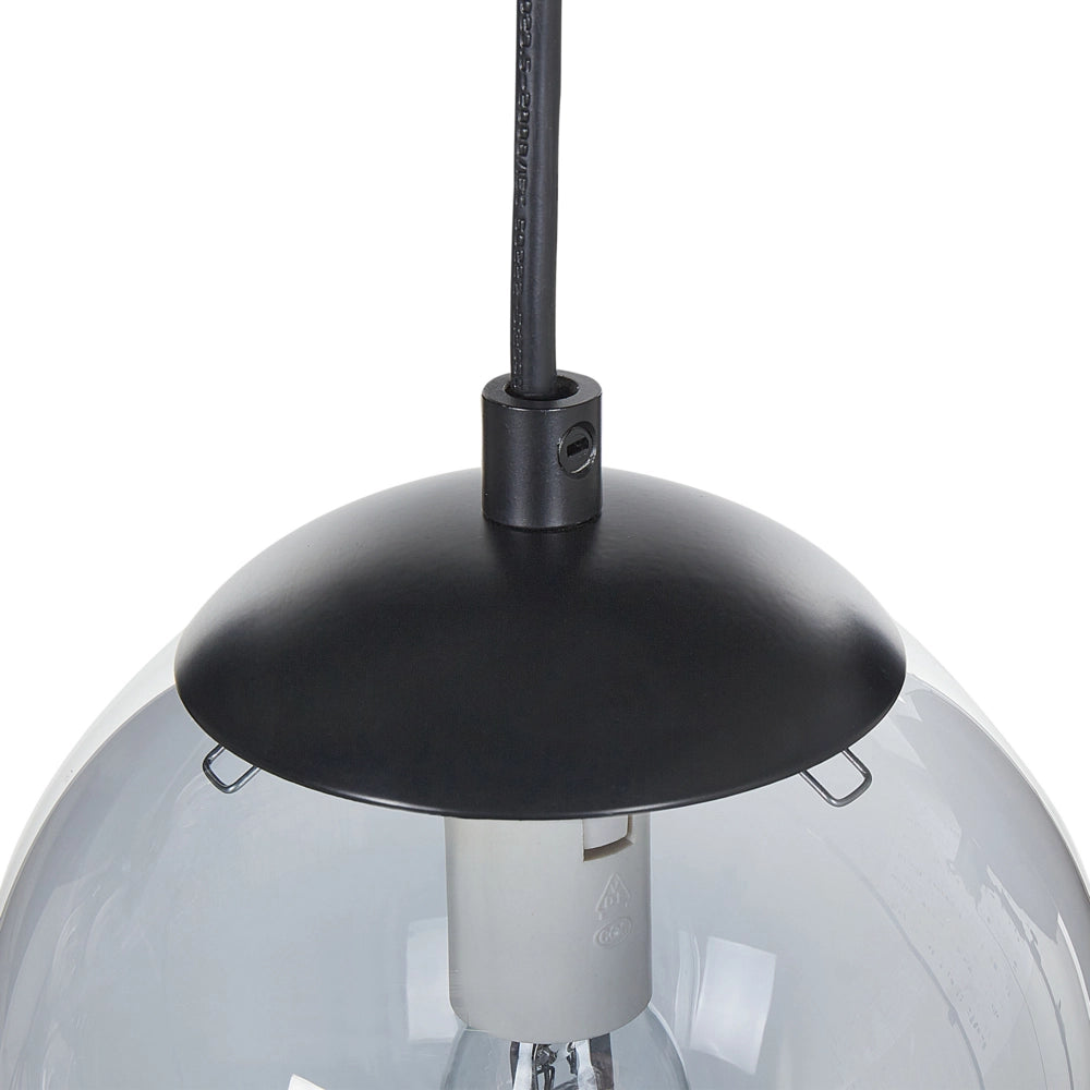Lampada a sospensione Paralumi in vetro trasparente fumé Metallo acciaio 5 luci Base nera Design moderno Accessori per la casa Soggiorno