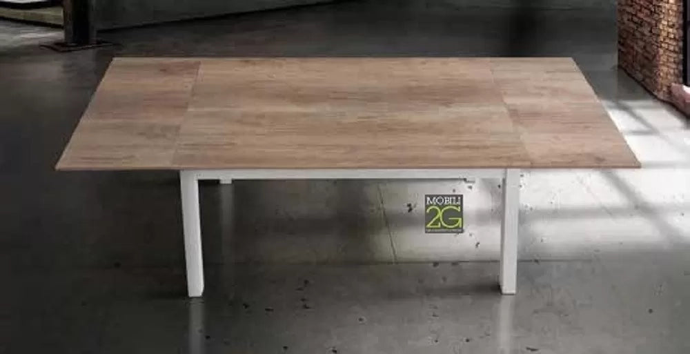 Tavolo rovere nodato struttura in legno allungabile 130x80x78