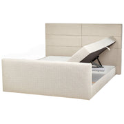 Divano letto king size UE con contenitore 180 x 200 Tappezzato beige con materasso a molle Bonell