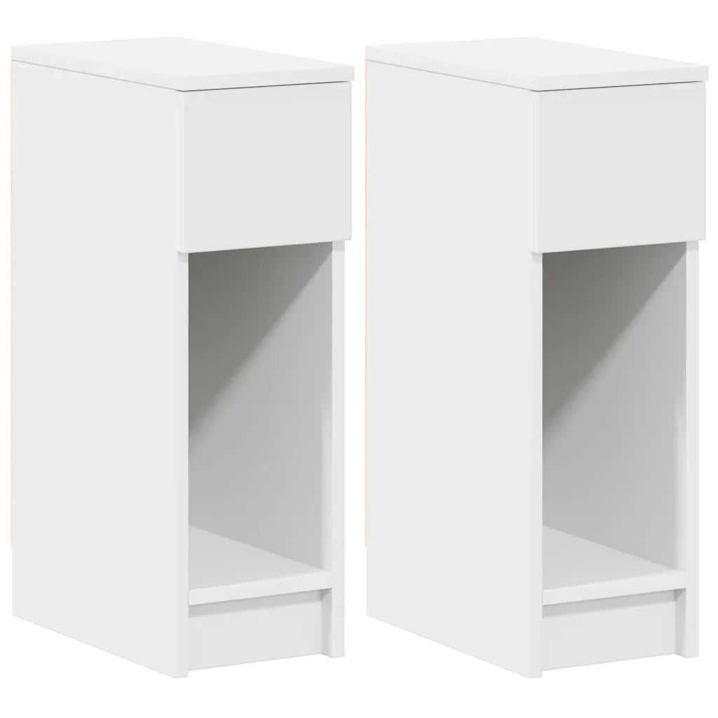 Comodini con Cassetto 2 pz Bianco 20x36x60 cm