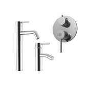 Set miscelatore lavabo alto e bidet senza scarico ed incasso doccia con deviatore in ottone cromato | Ava