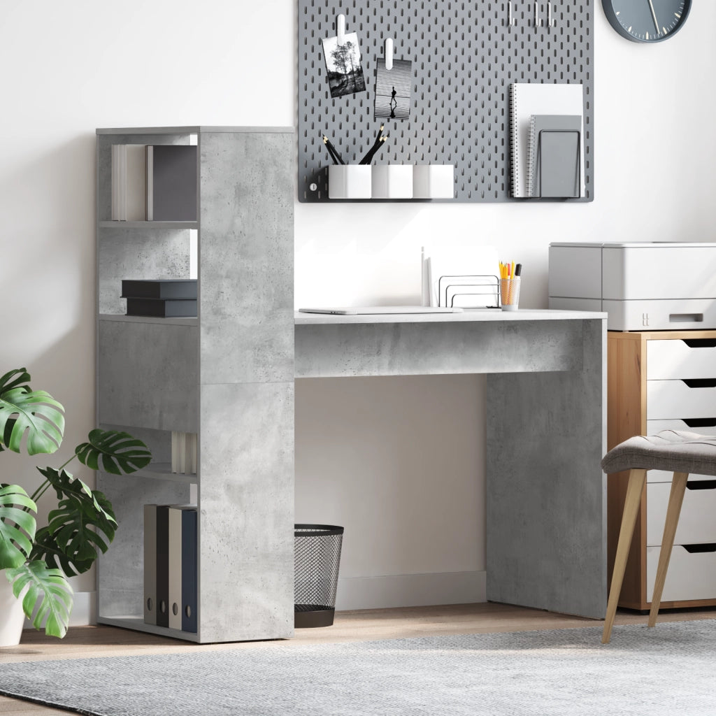 Scrivania con stoccaggio grigio cemento 113x54x120 cm legno ingegnerizzato