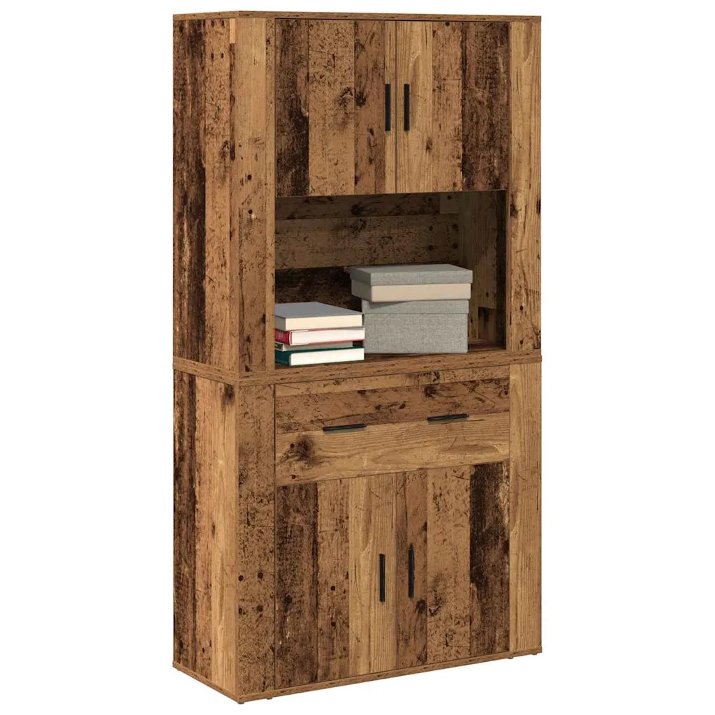 Credenza | Highboard Legno vecchio 80 x 33 x 150 cm Legno multistrato