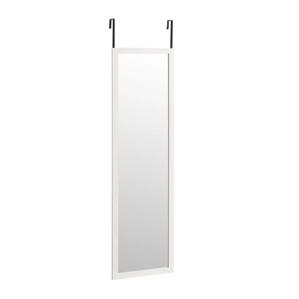 Specchio per porta bianco 125x35 cm - Cornice in MDF, leggero e facile da appendere, stile nordico