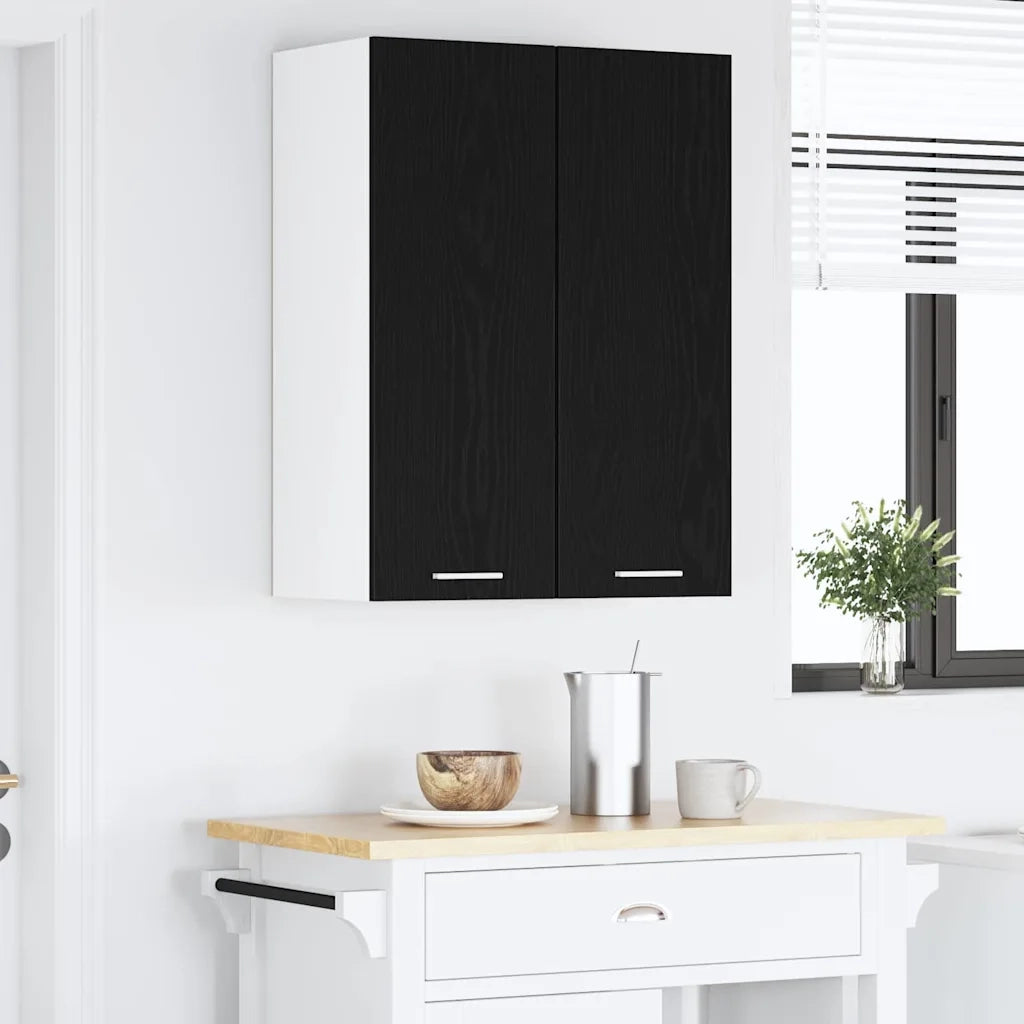Armadio pensile con porta Rovere Nero e Bianco 30 x 31 x 80 cm 884244