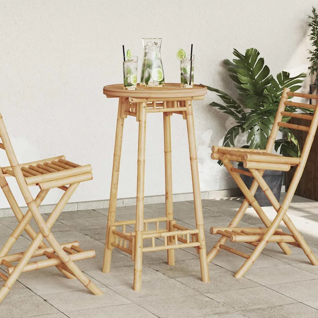 Tavolo da Bar da Esterno Rotondo Ø55x100 cm in Bambù 4108230