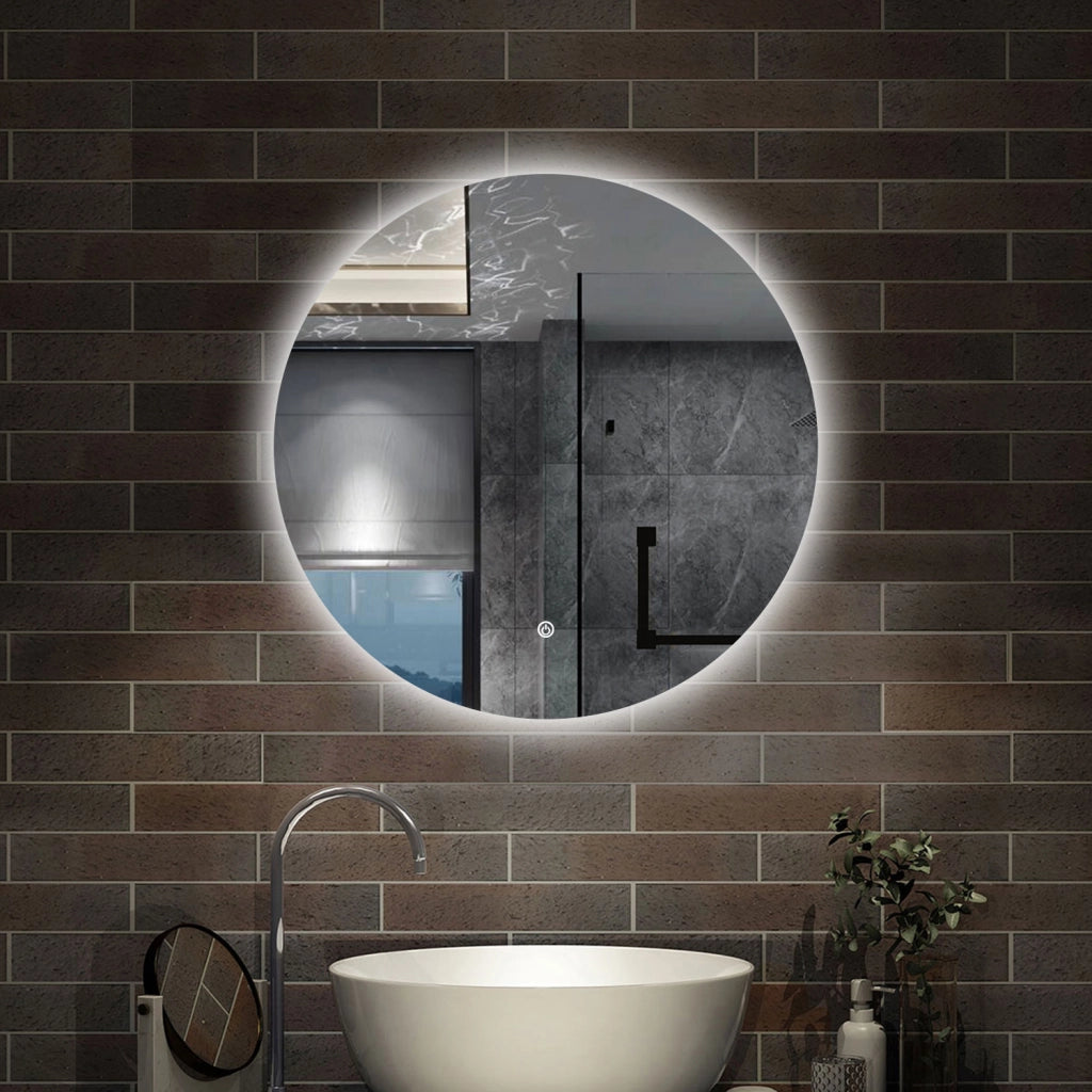 specchio 80 cm rotondo con luce led antiappannamento e touch