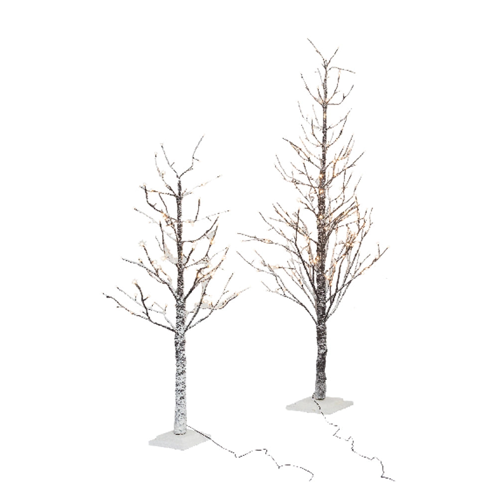 Albero Tronco E Rami Innevati Con Luci Led H. 120 Cm - 114 Luci Led