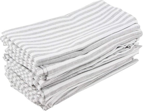 Set di 12 tovaglioli morbidi in cotone e lino misto, 40 x 30 cm, per eventi e uso domestico (grigio)