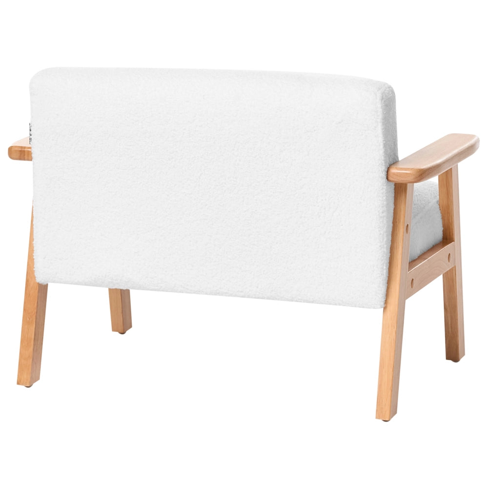 Divano per bambini bianco bouclé imbottito con braccioli Divano moderno a 1 posto per bambini piccoli