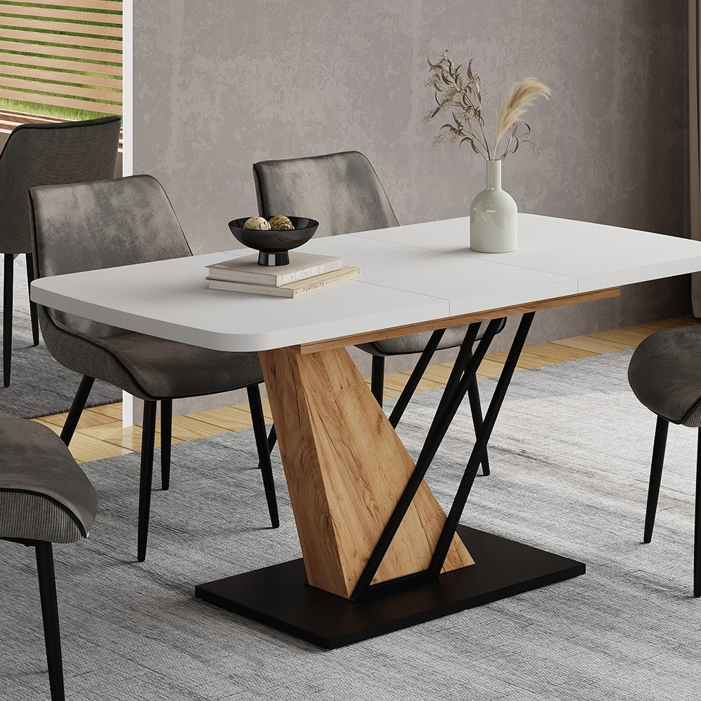 Vicco tavolo da pranzo allungabile Rovere bianco/dorato 120 x 80 cm 2 parti