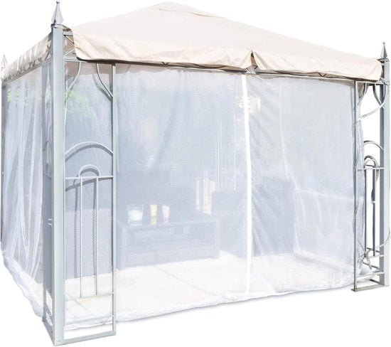 Reticolo per pergola, terrazza, capanna o balcone, con borsa di trasporto per viaggi, 400 x 300 cm, bianco