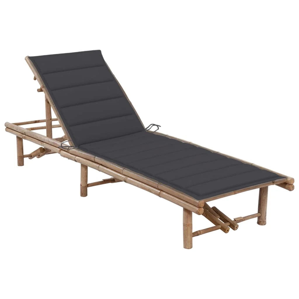 Lettino prendisole sedia a sdraio lettino prendisole letto da giardino mobili da esterno per patio con cuscino in bambù 02_0012287