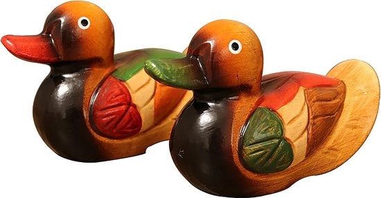 Decorazione moderna astratta per sala da pranzo - 1 coppia - Figurina di anatra in legno - Ornamenti per giardino di uccelli