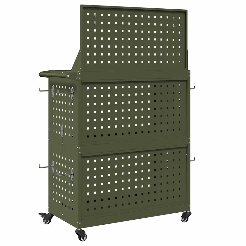 Carrello per Attrezzi con ruota Verde oliva 65 x 35 x 111 cm 874556