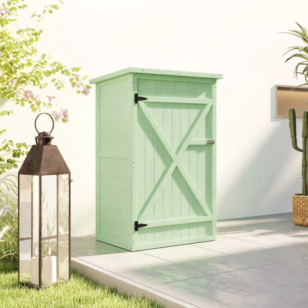 Armadio da Giardino in Legno per Esterno con 2 Ripiani e Copertura ¨C zephmum ¨C Verde 75x56x115 cm