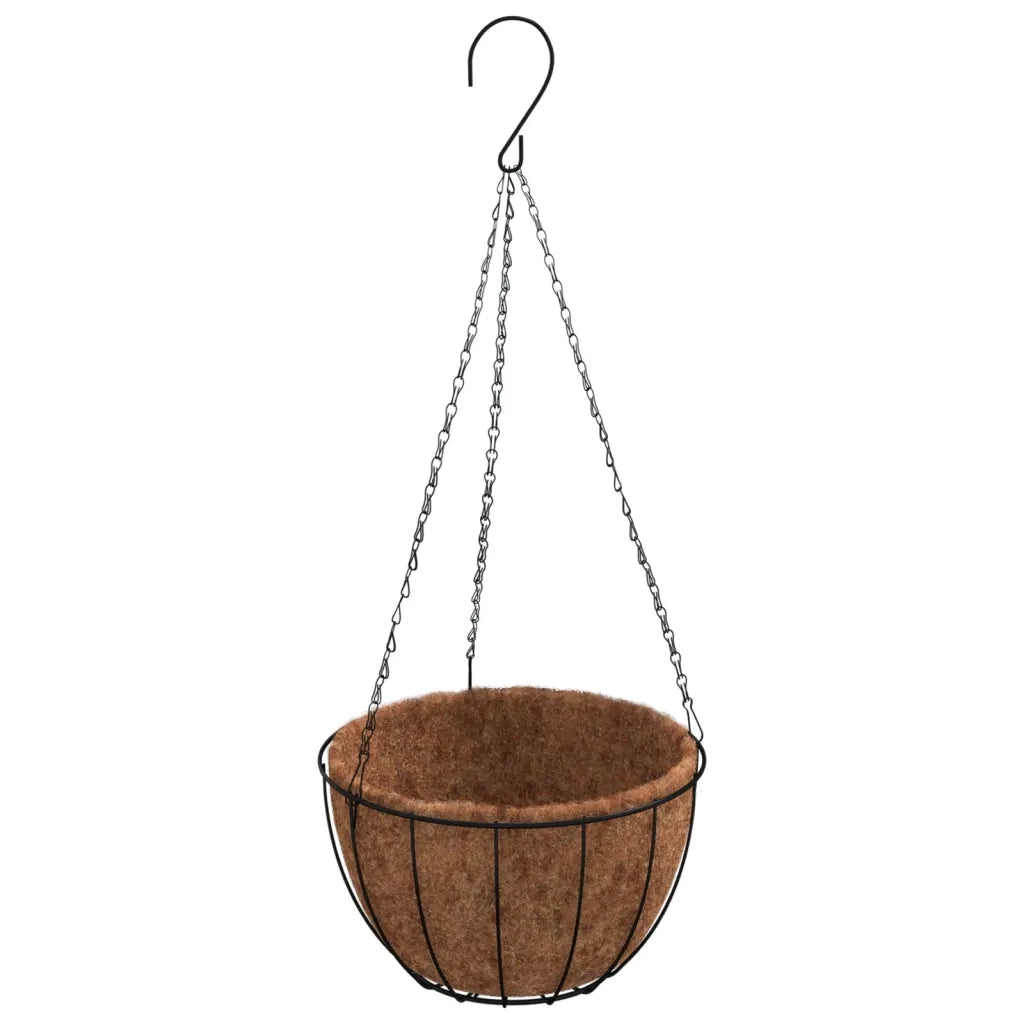 Fioriere Pensili 4 pz Rivestimenti Cocco Nero Ø40x63cm Acciaio 319359