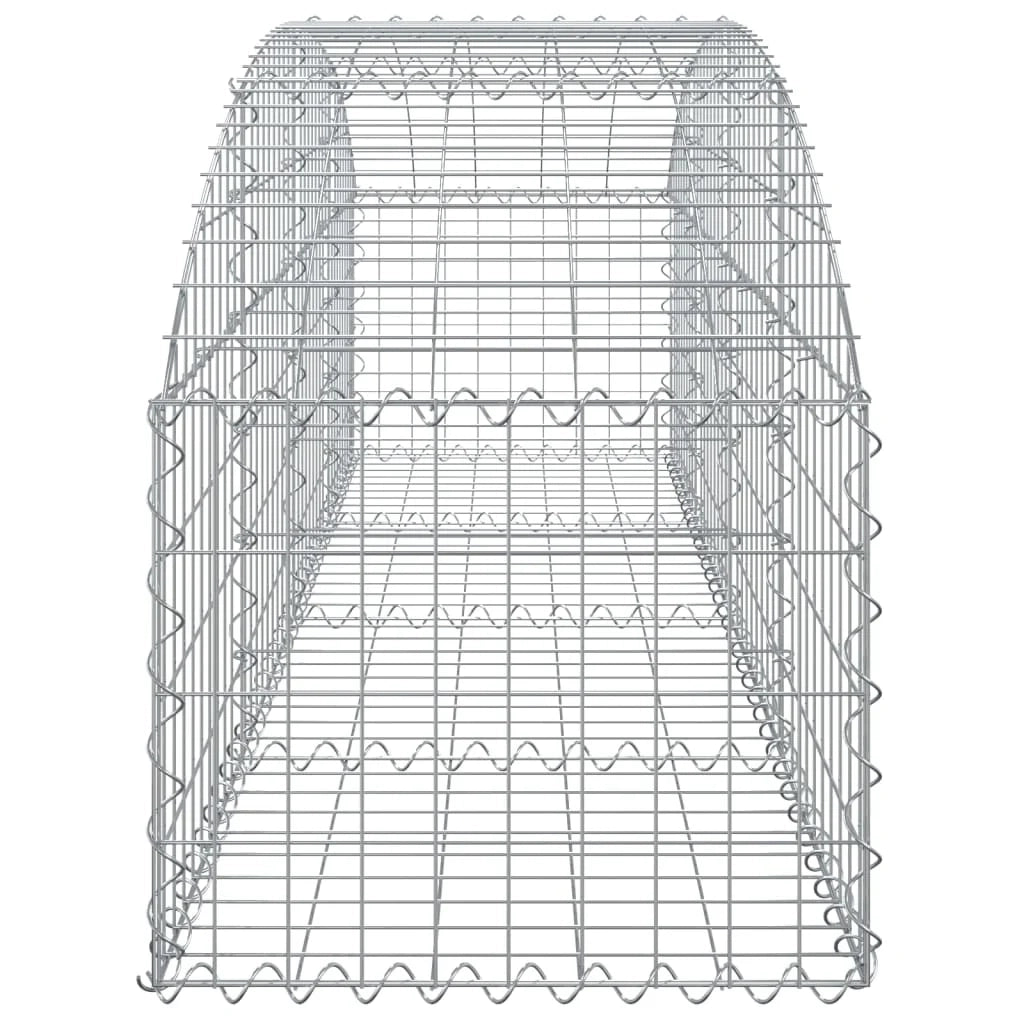Cesto gabbione recinzione a gabbia muro di contenimento ad arco 200 x 50 x 40/60 cm ferro zincato argento 02_0040042