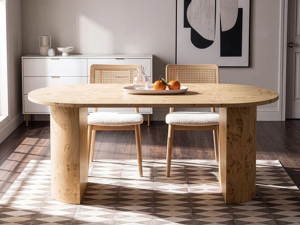 Tavolo da pranzo ovale marrone, 180 x 90 cm in MDF stile scandinavo moderno per il soggiorno
