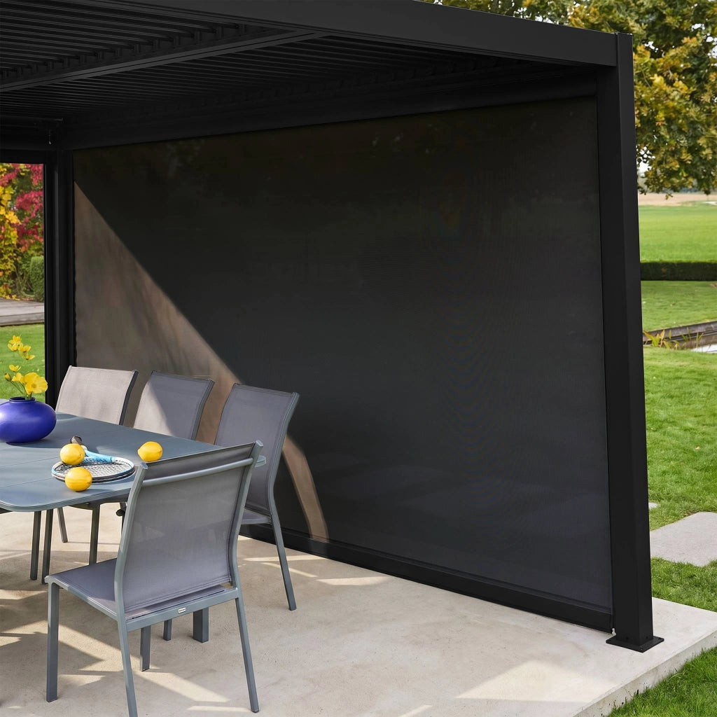 tenda laterale avvolgibile alluminio e textilene per pergola, 4m,