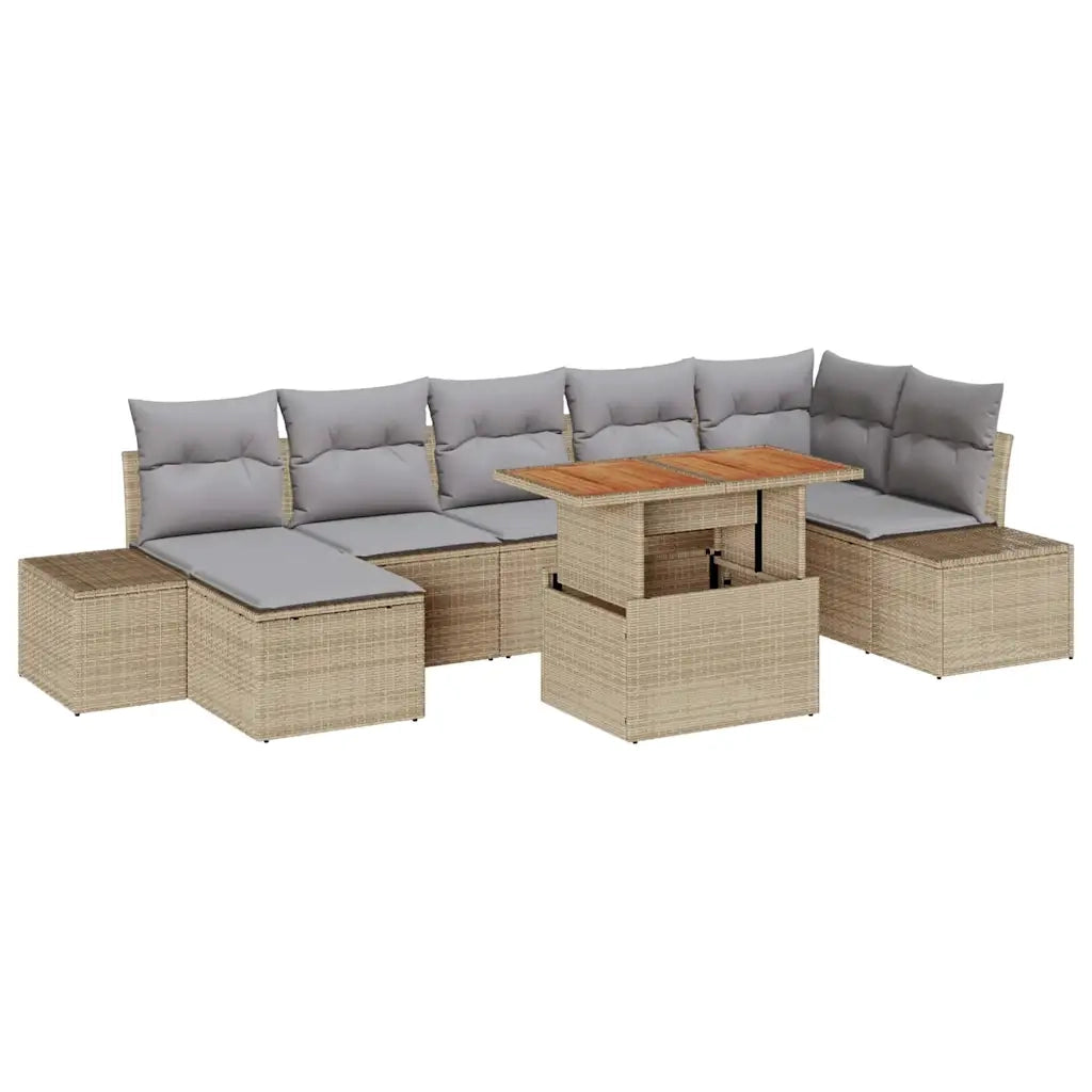 Set Divano da Giardino 8 pcs Beige Poly Rattan 3358730