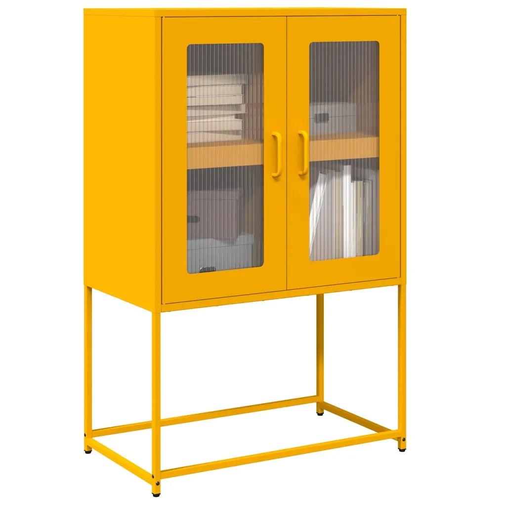 Credenza Giallo Senape 68x39x107 cm in Acciaio