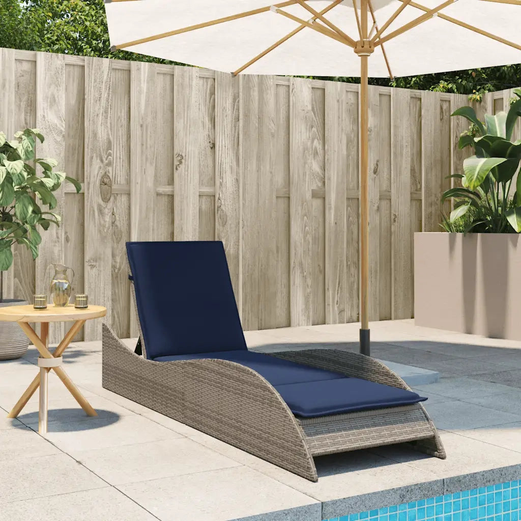 Lettino Prendisole con Cuscino Grigio 60x205x73 cm in Polyrattan 368284