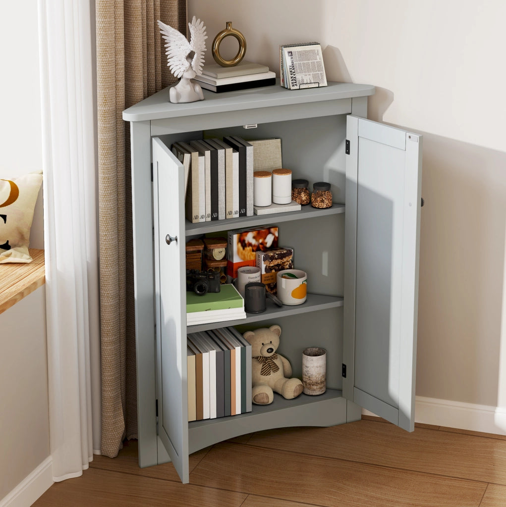 Mobile angolare da bagno grigio a 2 ante; 61;5 x 80 cm in MDF laccato
