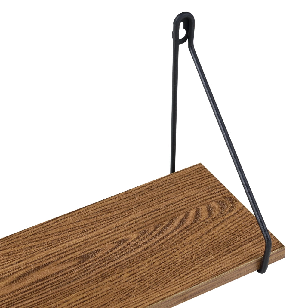 Set di 3 mensole da parete Randers diverse misure nero e legno scuro 03_0007085