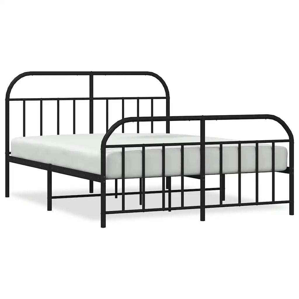 Giroletto senza Materasso con Pediera-Struttura Letto in Metallo Nero 160x200 cm 390377