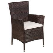 Sedia da Giardino | Sedie da Esterno con Sgabello e Cuscini in Polyrattan Marrone