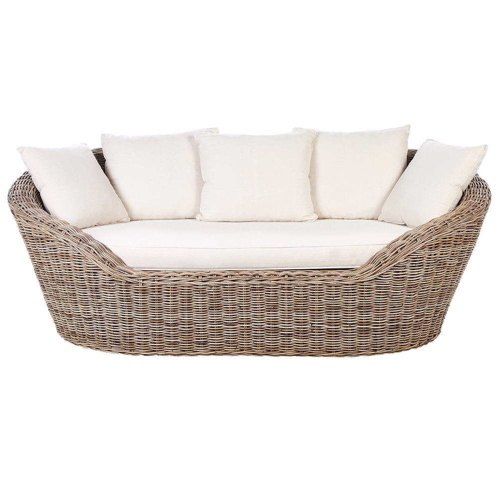Divano da giardino in rattan naturale con cuscini esterno elegante stile boho