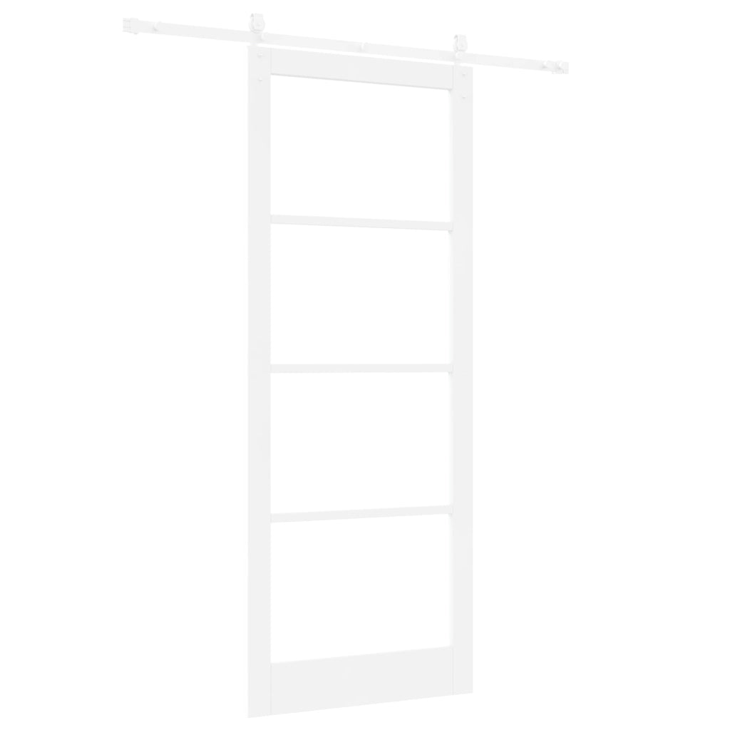 Porta Scorrevole  con Set Hardware Bianca 93x232 cm Legno Massello Pino