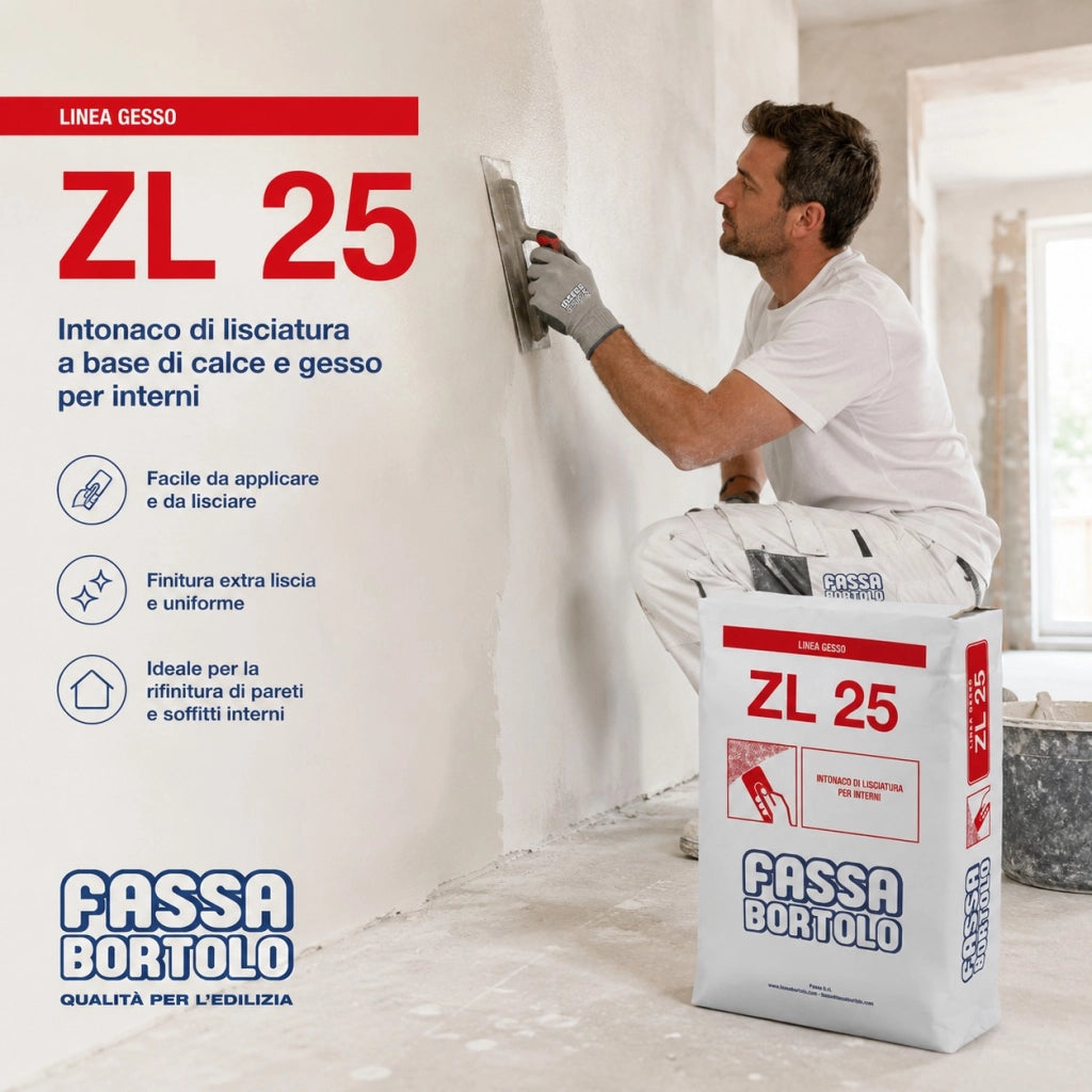 Fassa zl 25 intonaco di lisciatura a base di calce e gesso per interni 25 kg