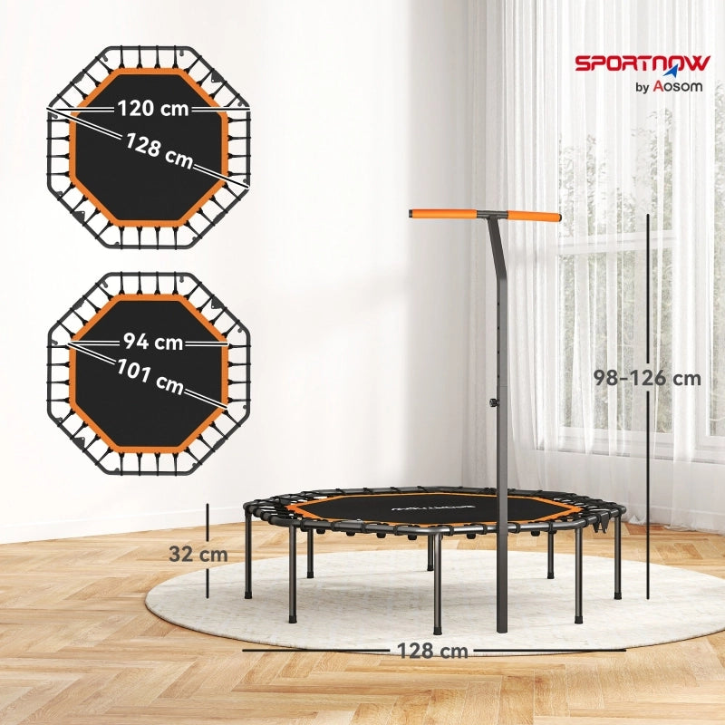 TRAMPOLINO FITNESS Pieghevole con maniglia regolabile 128x120 cm Nero